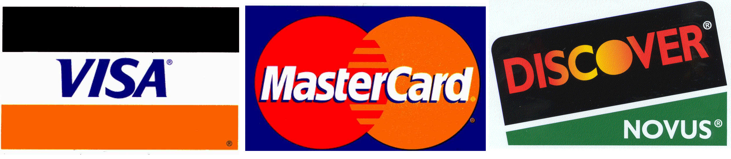 Visa, Mastercard & Discover Cards Accepted Here
